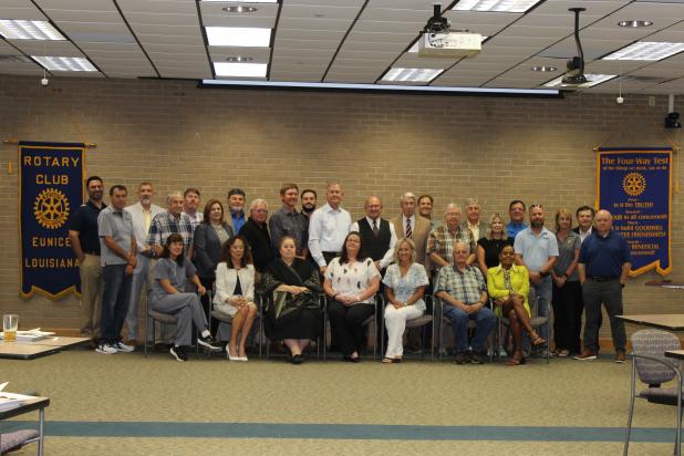 The Rotary Club held its 2025 Installation Luncheon Wednesday where the club paid recognition to past presidents, welcomed a new president, a board, and newest members. Above are some of the members, officers and board of the Eunice Rotary Club. (Photos by Myra Miller)