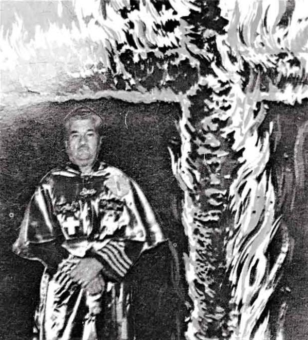 Robert Fuller in Klan regalia. (From “Ten Years of Leadership in the Original Ku Klux Klan of America, Inc.,” a book published in 1972 by Robert Fuller and Jack Barnes)