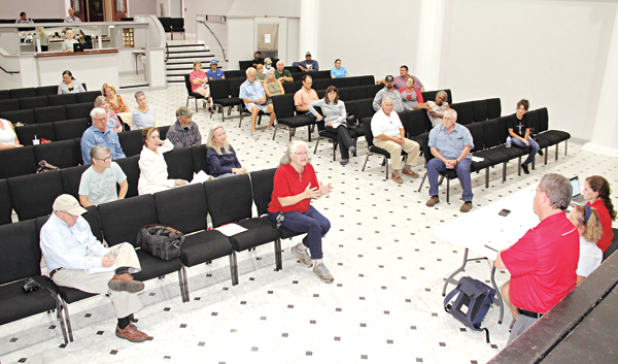 The meeting on Aug. 2 at the Delta Grand Theatre on a St. Landry Parish animal control ordinance. A meeting on the ordinance is planned Thursday in Eunice. (Photo by Harlan Kirgan)