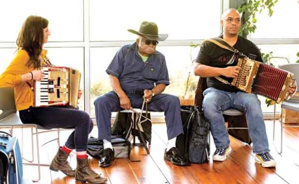 From left, are Gwendolen von Einsiedel, Zydeco Joe Citizen and Corey Ledet. (Photo by David Simpson) 
