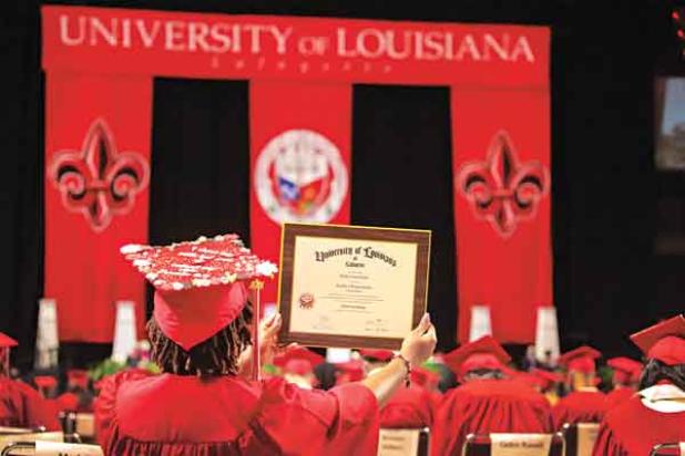 University of Louisiana at Lafayette Summer 2021 graduates received their diplomas Friday during ceremonies at the Cajundome, capping a historic 2020-2021 academic year during which 3,592 students earned degrees. (Photo credit: Doug Dugas / University of Louisiana at Lafayette)