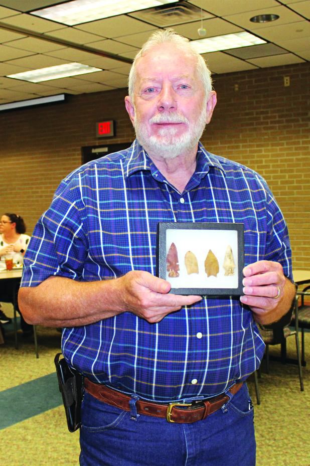 David Guillory was the guest speaker Wednesday at the Eunice Rotary Club meeting. Guillory is an avid collector of arrowheads and artifacts.  (Photo by Myra Miller)