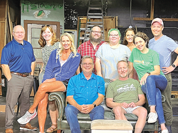 The Eunice Players’ Theatre cast of an upcoming play “Rumors” are pictured. The play will be held each evening at 7 p.m. Sept. 14, 17, 18, 19 and 21, and an afternoon matinee at 2 p.m. Sept. 15. Seated from left are Kelly Bertrand, Jimmy Broussard, David Reed and Michelle Reed. Standing from left are Van Reed, Bonnie Kyzer, Michael Bourgeois, Lauren Bourgeois, Jeanne Eddins and Gabe Ortego.  (Submitted photo)