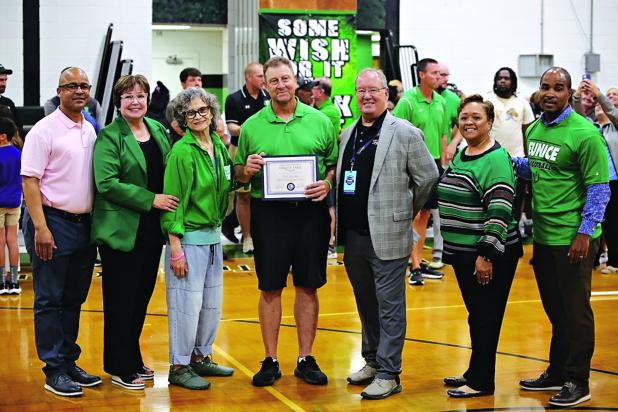 Former Eunice High School coach Paul Trosclair was inducted into the 2026 Class of the Louisiana High School Athletic Association (LHSAA) Hall of Fame. Trosclair was honored at a special program Monday at Eunice High School. Kenny Gennuso, representing the LHSAA Hall of Fame Committee, was present to make the presentation.  The official induction ceremony is set for April 2026 in Baton Rouge. Trosclair has more than four decades of coaching service St. Landry, Allen, and Vermilion parishes. Of 246 career wi