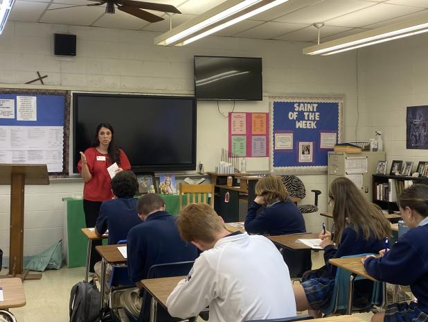 Recruiter from LA Tech on campus at St. Edmund High