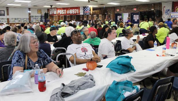 Hundreds of seniors gathered at the VFW Post 8971 Hall Wednesday for a TRIAD workshop, sponsored by the St. Landry Parish Sheriff Office. There were about 20 different senior citizen’s based vendors on site. Seniors enjoyed Bingo, door prizes, and a free lunch of barbecue chicken and the trimmings. (Photo by Myra Miller) 