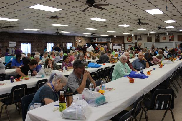 A crowd of seniors gathered Wednesday at the quarterly TRIAD meeting held at the VFW Post 8971 Hall. (Photo by Myra Miller)