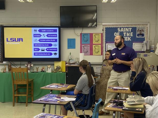Joshua Perrodin from LSUA on St. Edmund High campus