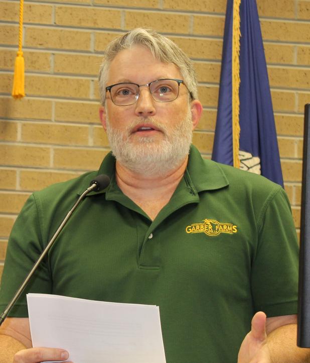 Matt Garber, of Garber Farms, was the guest speaker Wednesday at the Eunice Rotary Club meeting.