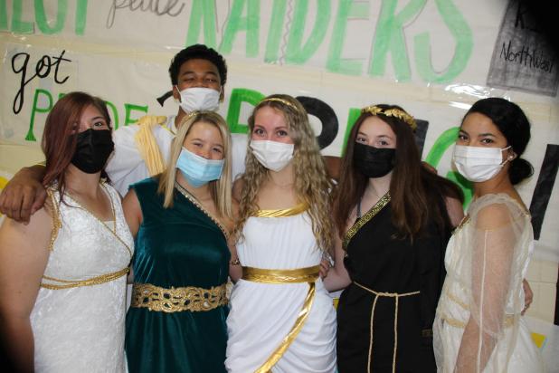 Seniors are, from left, Madison Eckholdt, Kynsli Fontenot, Mackenzie Myers, Abbe LeJeune, Carlee McGee and Jessie Gathe is seen in the back.