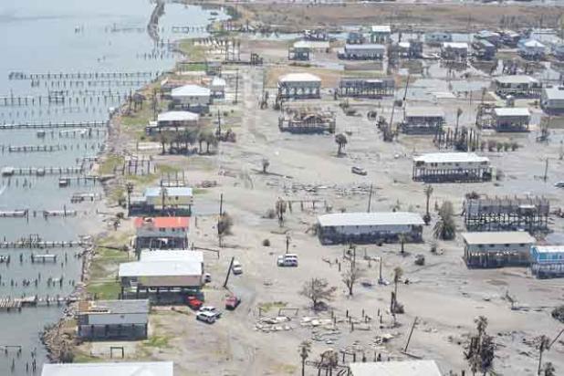 A view of the damage caused by Hurricane Ida to Grand Isle five days after it hit, Grand Isle, Louisiana, on Sept 3. Every home reported damage, with around 40-50% of those homes being completely destroyed. (U.S. Army National Guard photo by Staff Sgt. Josiah Pugh)