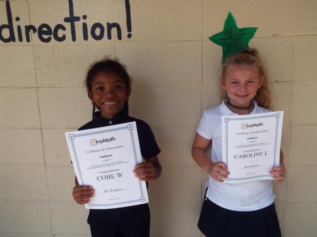 Hard work and perseverance paid of for these two Glendale Elementary students. Cobe Williams and Caroline LaFleur were awarded the Extra Math Certificate of Achievement in addition.