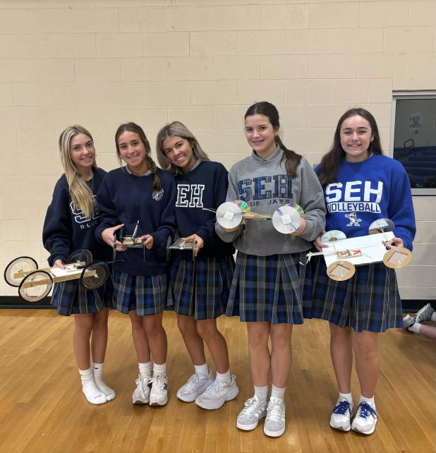 St. Edmund High students in Clay Harper’s physical science class were given the problem to “Can you construct a mouse trap car, powered by the energy of one mouse trap?” 