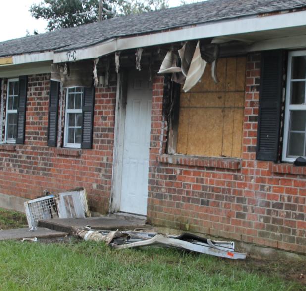 A child suffered smoke inhalation in a fire at the Sunrise Apartments on Wednesday. (Photo by Myra Miller)