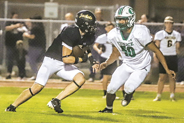 Bobcat defender Christopher Malbrough closes in on a Kinder runner. 