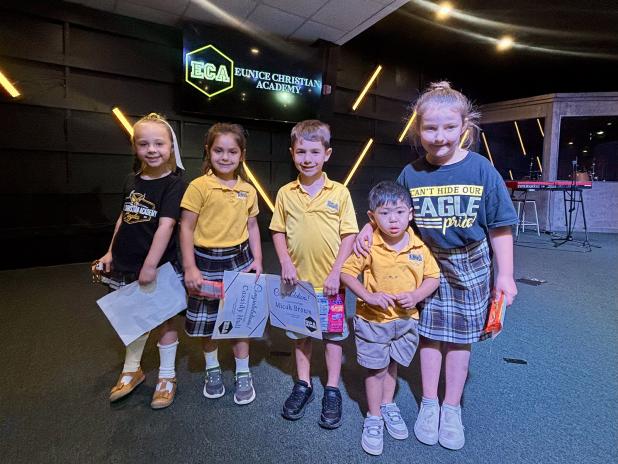 Soaring Eagles of the Month at ECA are, from left, Isla LaCombe, Pre-K 4; Cassidy Hull, kindergarten; Micah Brown, first grade; Lukas Keohavong, Pre-K 3; and Josie Fruge, second grader. (Submitted photos)