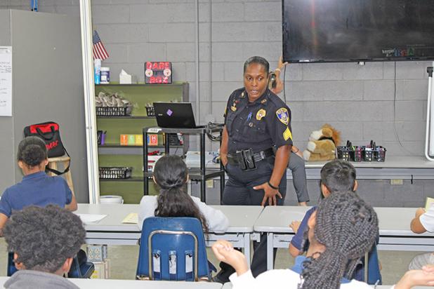 rug Abuse Resistance Education (DARE) officer and Sergeant Jessica Tezeno with the Eunice Police Department was at Central Middle School recently.