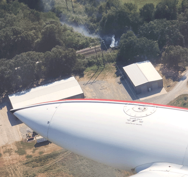 Eunice area first-responders battled a train car fire at about 2 p.m. This is an aerial photo provided by St. Landry Parish President Jessie Bellard. 