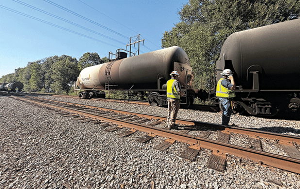 Scorched railroad cars were found east of St. Mary Road on Thursday. The cause of the fire had not been determined as of Friday morning. (St. Landry Parish Government photos)