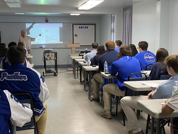 Kate Aucoin, ACT certified instructor, held an ACT Bootcamp at St. Edmund High recently.