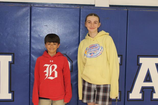  Left, Fifth Grade Student of the Year Parker Carrier, and Eighth Grade Student of the Year  Emma Lyttle. Carrier is the son of Jared and Heather Carrier of Church Point and Lyttle is the daughter of Steven and Natalie Lyttle of Church Point. (Submitted photo)