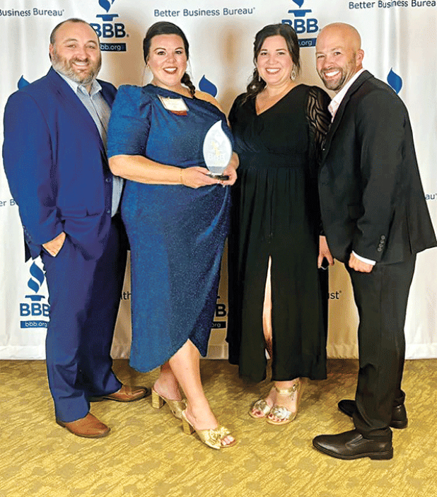 Belly Buddies, a non-profit organization, is the winner of the BBB Serving Acadiana Good Neighbor Award for non-profits. From left, are Brad Richard; Katie Richard, founder and executive director of Belly Buddies; Jennifer Fontenot and Jake Fontenot, board members of Belly Buddies. (Submitted photo)