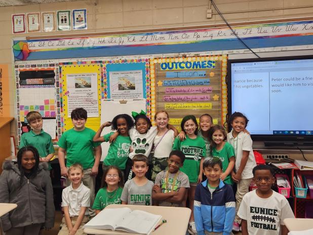 Third graders at East Elementary show their Bobcat spirit