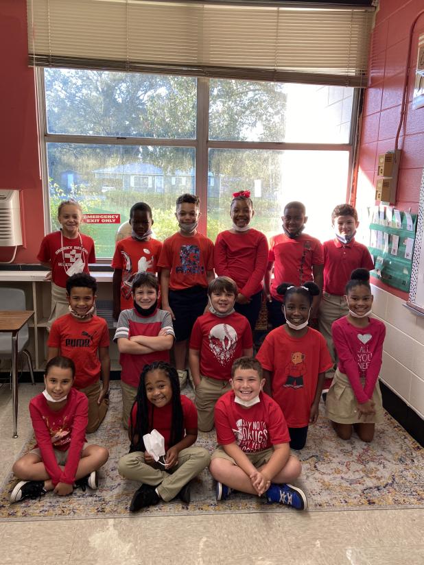 Third graders at East speak out against Drugs during Drug Awareness Week.