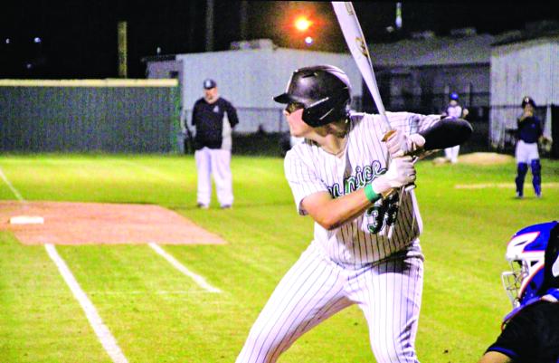 Eunice Bobcats junior first baseman Tyler Coward at bat. (Photo by Sports Editor Rhett Manuel) 