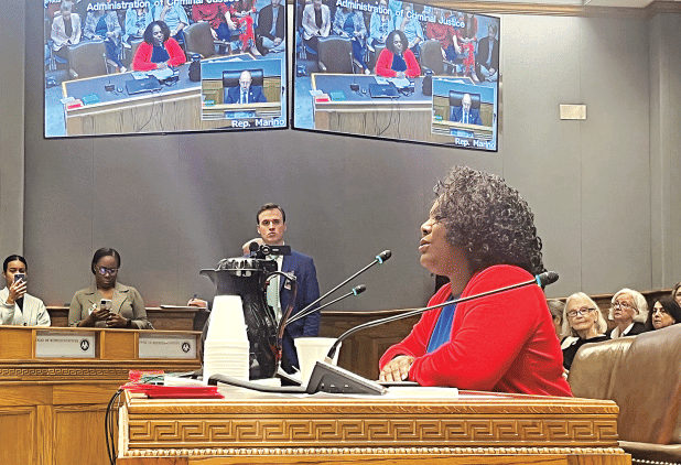 Rep. Delisha Boyd, D-Orleans, discussed her bill that would have provided exceptions to abortion in cases of rape and incest. (Photo by  Molly Ryan/LSU Manship School News Service)