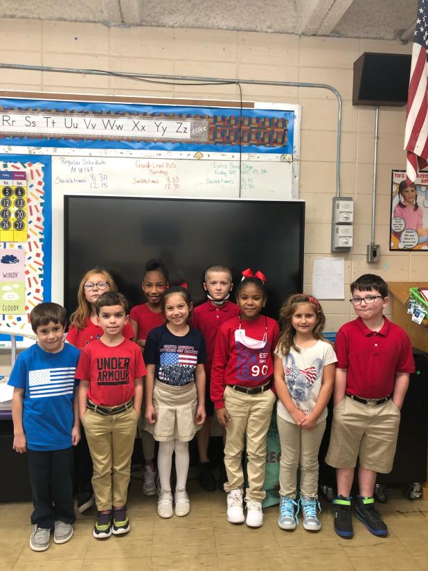 Patriotic second graders at East.