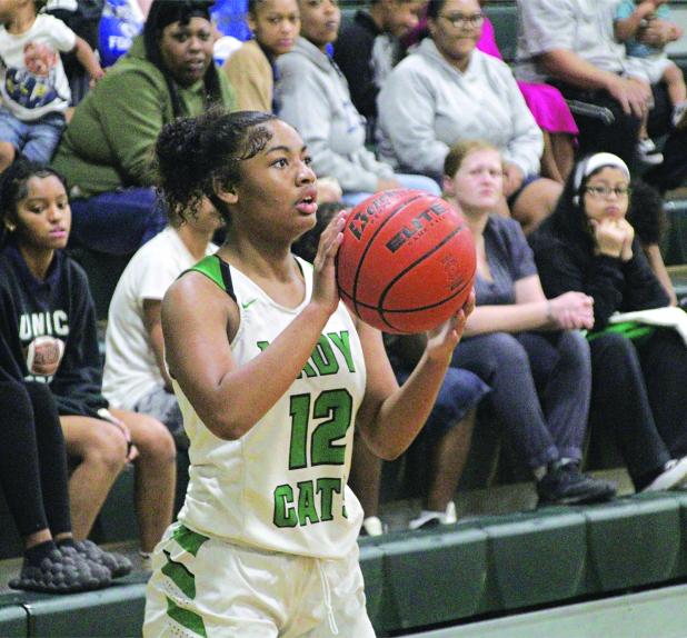 Akeviona Monday, a junior, dropped in 22 points for the Lady Cats in a winning effort against Pine Prairie. 
