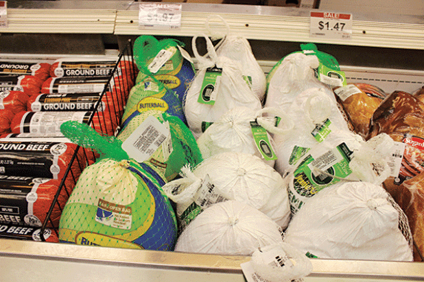 A bin of turkeys ready for Thanksgiving at Super 1 in Eunice on Monday. 