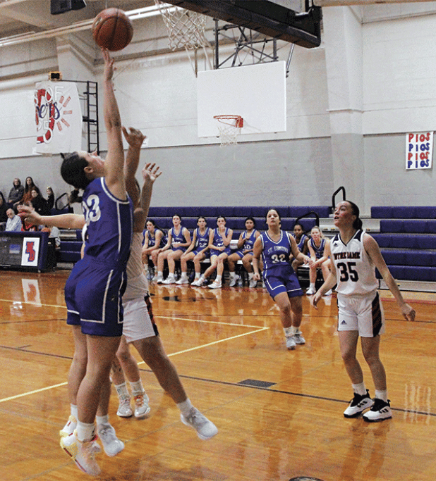 Lady Jays in action against Notre Dame. (Photo by Rhett Manuel)