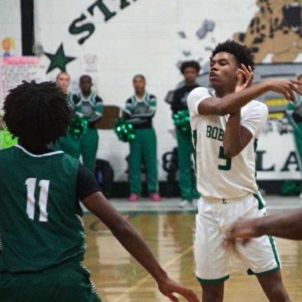 Eunice High Boys Basketball opened the season with a home win of 63-52 against Crowley.Above is Eunice High junior Devonte Johnson. (Photo by Sports Editor Rhett Manuel)