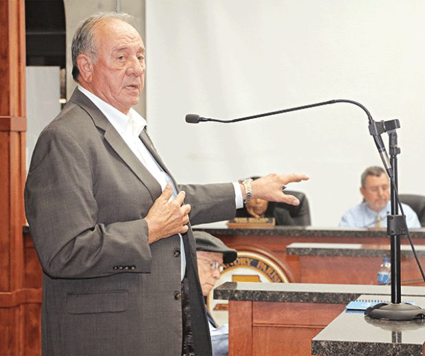 St. Landry Parish Sheriff Bobby Guidroz spoke at Wednesday’s Parish Council meeting about jail costs and a trusty dormintory in Opelousas. (Photos by Harlan Kirgan)