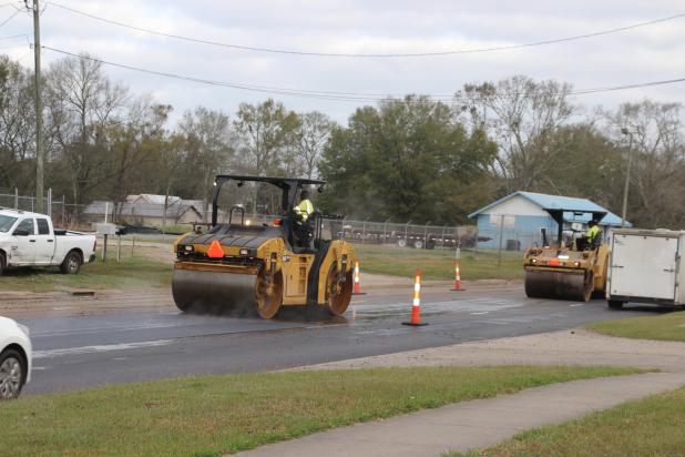 Road work seen on Monday on South Aymond.