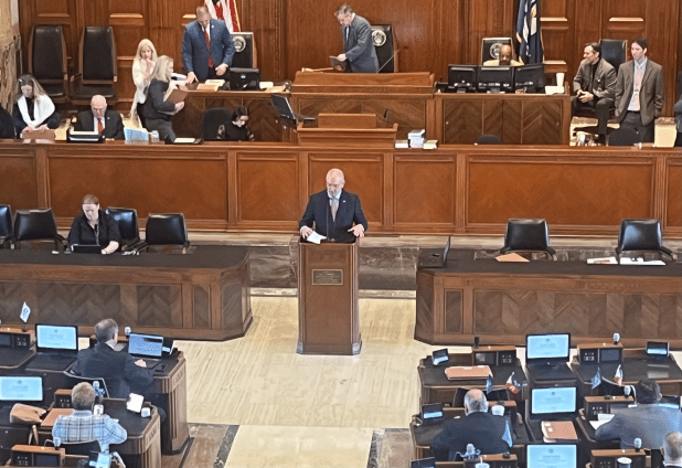 Gov. John Bel Edwards on Friday unveiled his last state budget proposal to a joint legislative committee. (Photo by Molly Ryan//LSU Manship School News Service) 