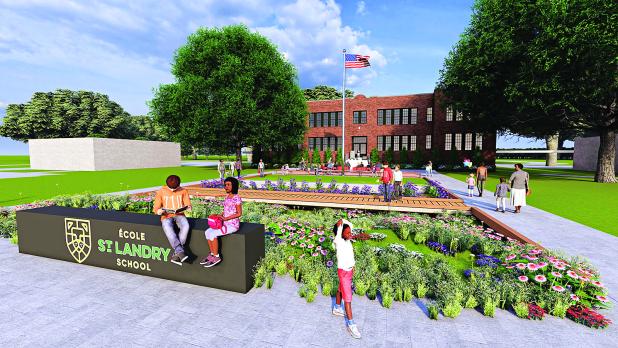 A rendering of the proposed École Saint-Landry at the Sunset High School site. 