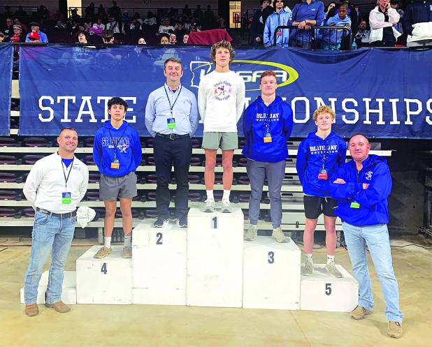 St Edmund wrestlers traveled to Shreveport to compete for the High School State Championship in each their respective classes over the weekend. Four wrestlers from St Edmund placed.  Michael Perron placed fourth at 120 lbs, Cooper Berzas is the state champion at 126 lbs. Wesley Reed took fifth place in the 132 lbs weight class. Henry Summerlin took home third place in state in the 175 lb. weight class. The Blue Jay Wrestling Team placed seventh out of 29 teams at the State Championship Tournament. Pictured 