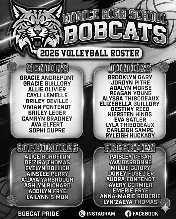 2026 Eunice Highschool Volleyball Roster