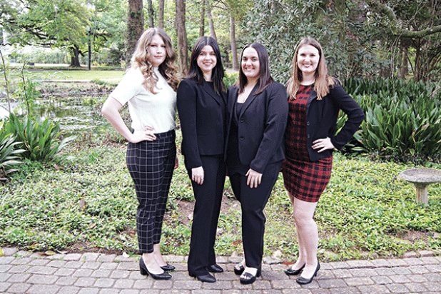 Members of the School of Geosciences’ Imperial Barrel team at the University of Louisiana at Lafayette, from left, are Savana Anderson, Peyton Dardeau, Margaret Dittman and Abigail Watson. (Submitted photo)