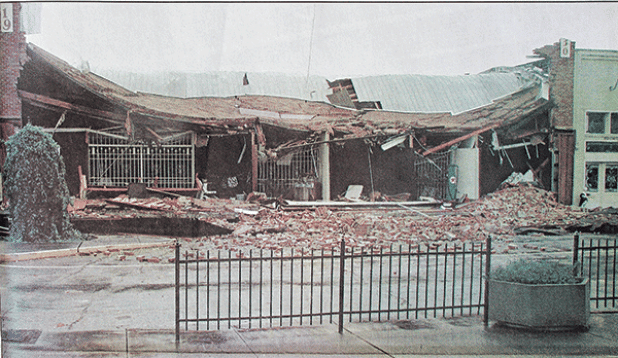 The Manshop was at the same location as Nick’s on 2nd and on Oct. 3, 2002, it was destroyed by Hurricane Lili. There was speculation at the time that the clothing store was hit by a tornado spun off from the Category 1 hurricane. On Saturday, May 25, Nick’s on 2nd was destroyed by a fire. (Eunice News photo)
