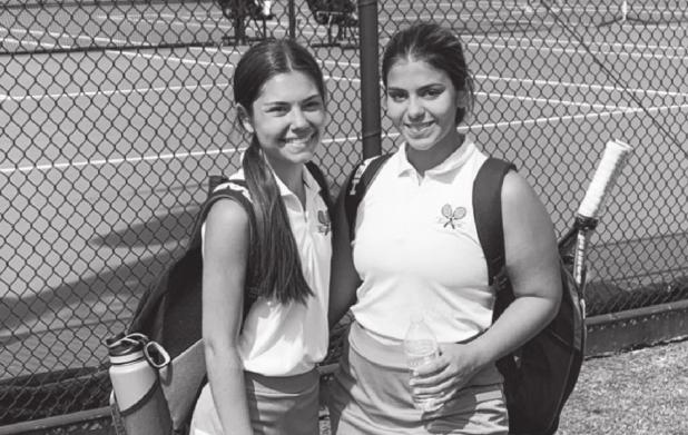 Eunice High’s Ally Ogea and Kelly Sonnier advanced to the second round of the state tennis tournament with a 2-1 win over Caddo Magnet’s Keya Effit and Vivian Vekovius. Ogea and Sonnier then fell 2-0 to Leah Medine and Halie Medine of Woodlawn-Baton Rouge in the Div. II second round. (Submitted Photo)