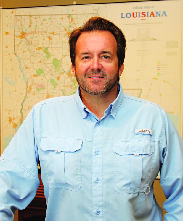 State Rep. Phillip DeVillier in his office at DeVillier House Movers and Leveling on U.S. 190 east of Eunice. DeVillier is unopposed for a third term as District 41 representative. (Photo by Harlan Kirgan)