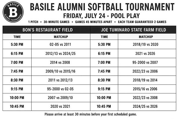 Basile Alumni Softball Tournament Schedule