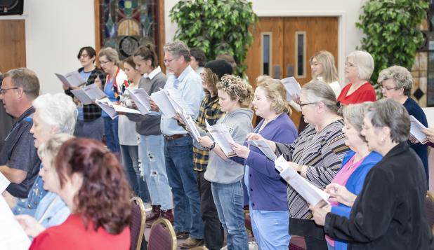 The choir rehearses recently. (Photo by Dwight Jodon)