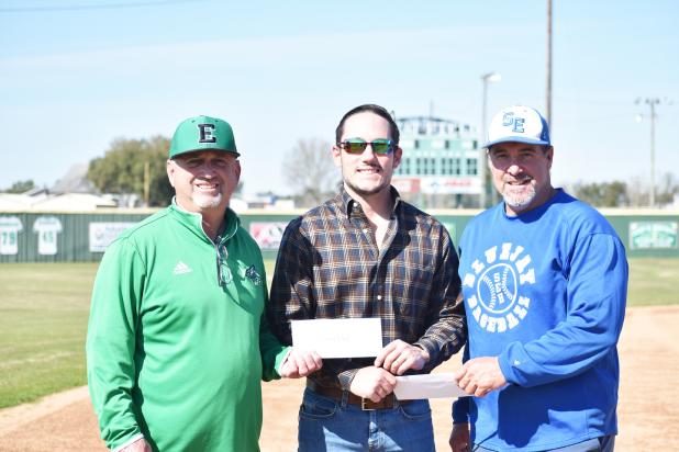 The baseball season begins this weekend with the Perry Pitre Ford jamboree. From left, are Eunice High head coach Scott Phillips, Perry Pitre and St. Edmund head coach Barry Manuel.