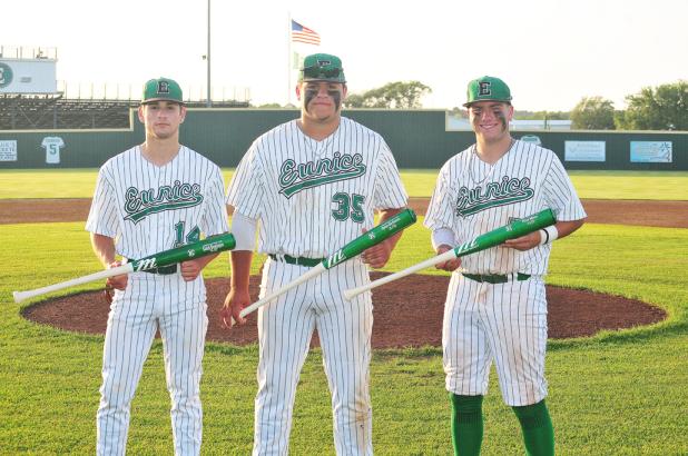 Eunice High senior baseball players, from left, are Caleb Domingue, Dylan Darbonne and Price Myers. (Photo by Tom Dodge)