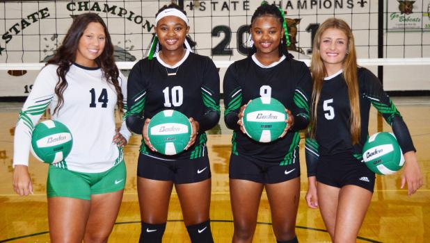 Eunice High volleyball seniors are Rylea Gradney, Allison Freeman, Madison Freeman and Sophie Vidrine. 